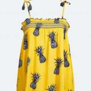 BikBok Yellow Pineapple Tie Strap Tank – M (EUC)